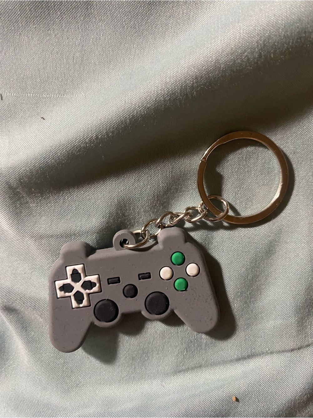 Game Controller Keychain - Video Game / Gamer Grey Key Ring